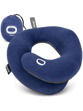 Travel Neck Pillow Double Support Airplane Car Sleeping Adjustable Washable Navy